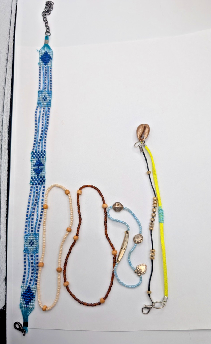 Beaded Summer Jewelry Set: 1 necklace 2 anklets 2 bracelets multicolor